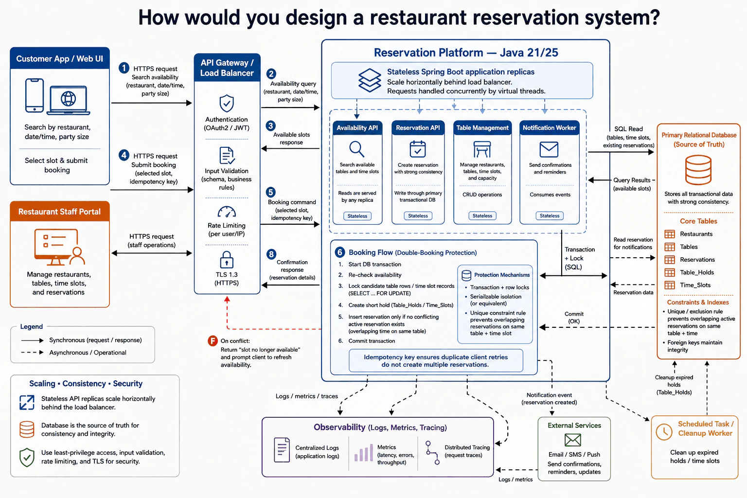 How would you design a restaurant reservation system? diagram