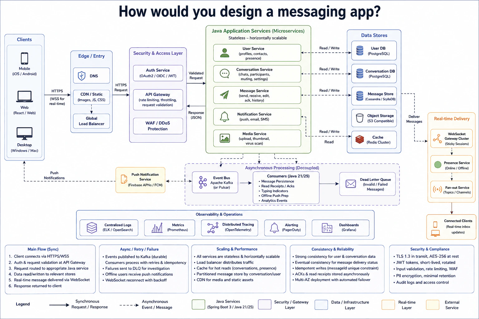 How would you design a messaging app? diagram
