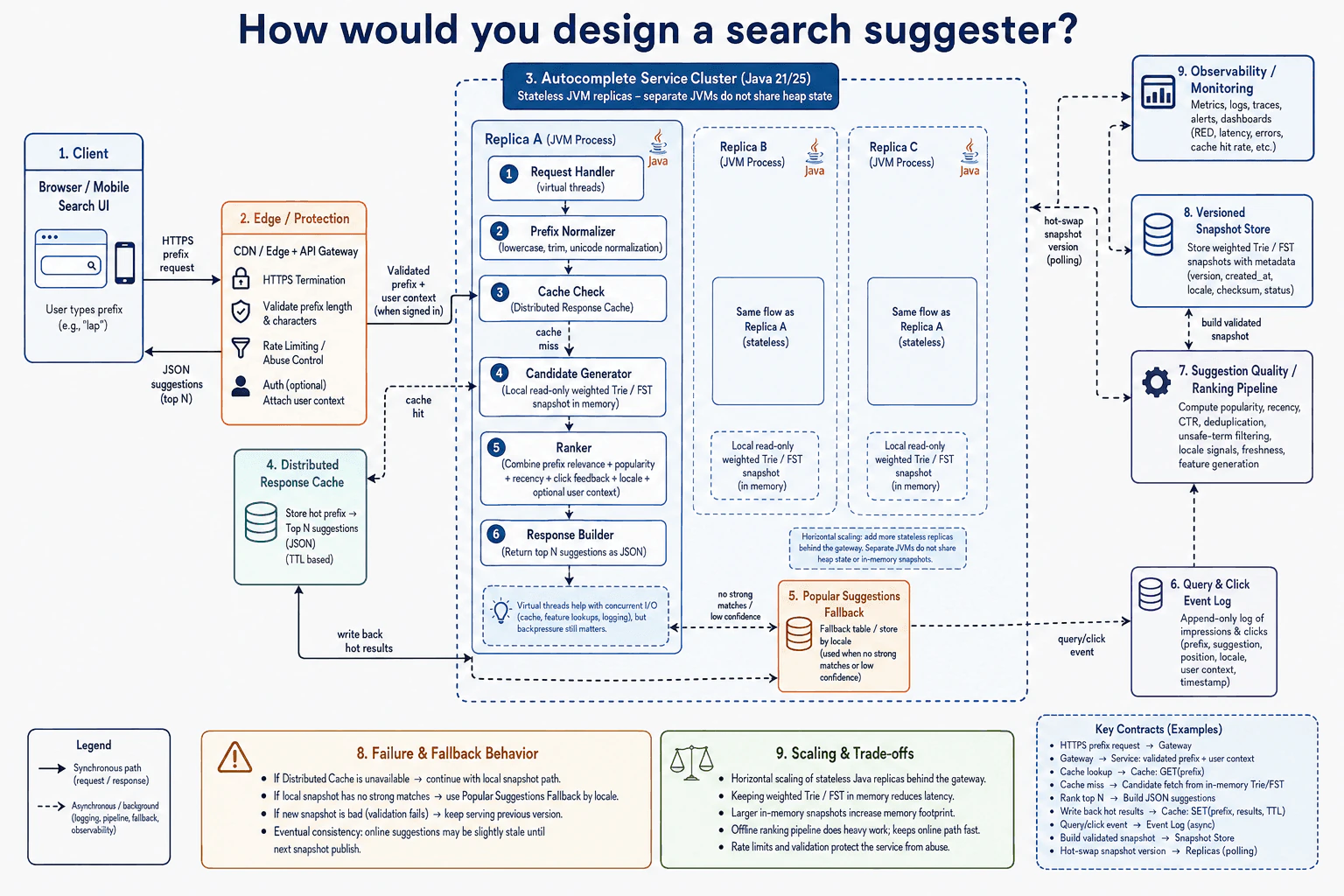 How would you design a search suggester? diagram