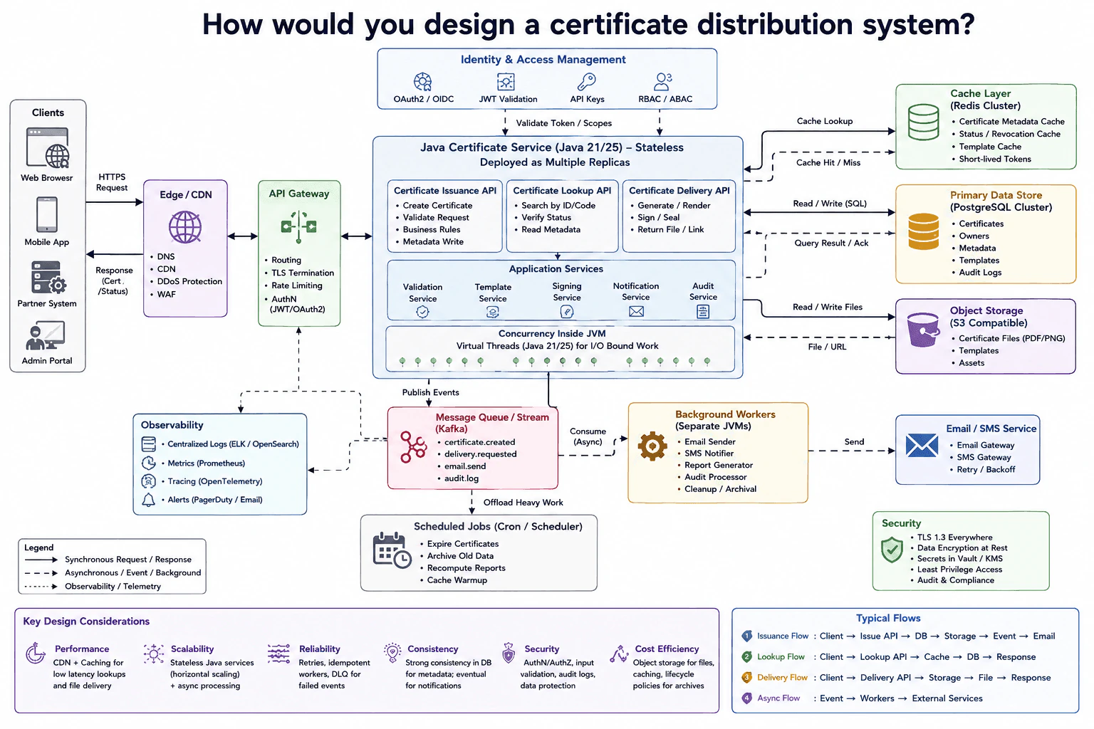 How would you design a certificate distribution system? diagram