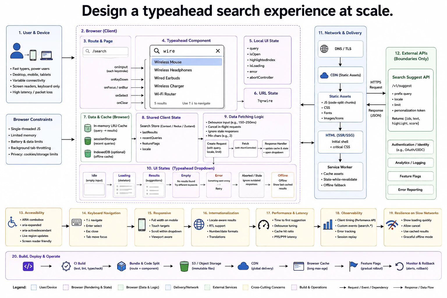 Design a typeahead search experience at scale. diagram