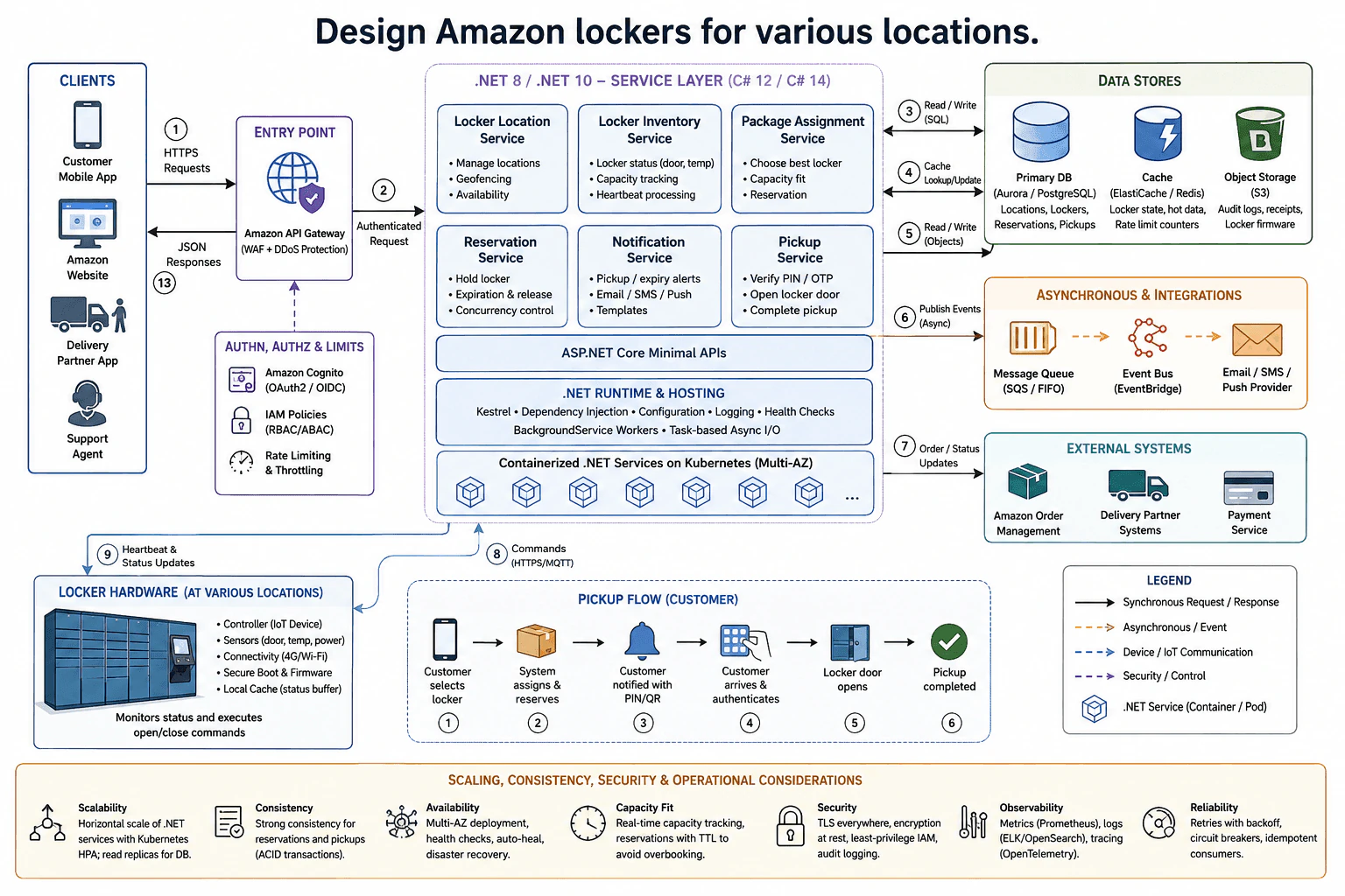 Design Amazon lockers for various locations. diagram