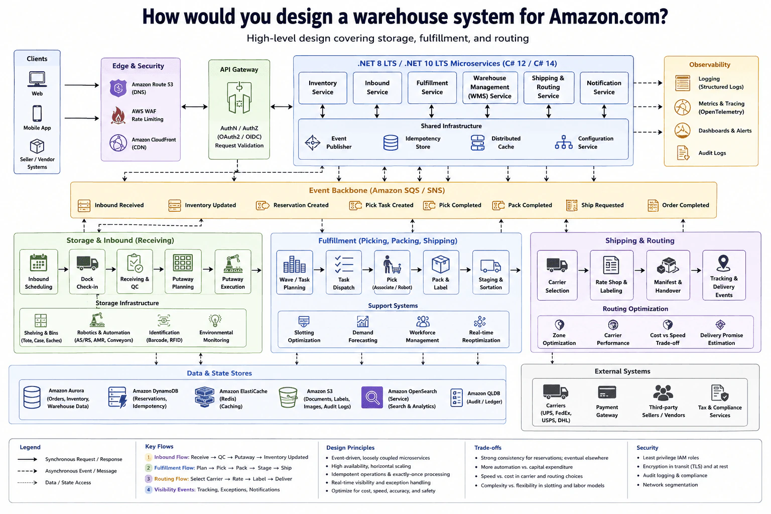 How would you design a warehouse system for Amazon.com? diagram
