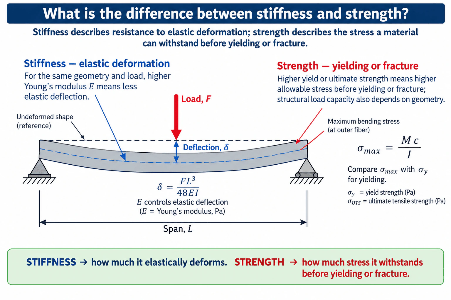 What is the difference between stiffness and strength? diagram