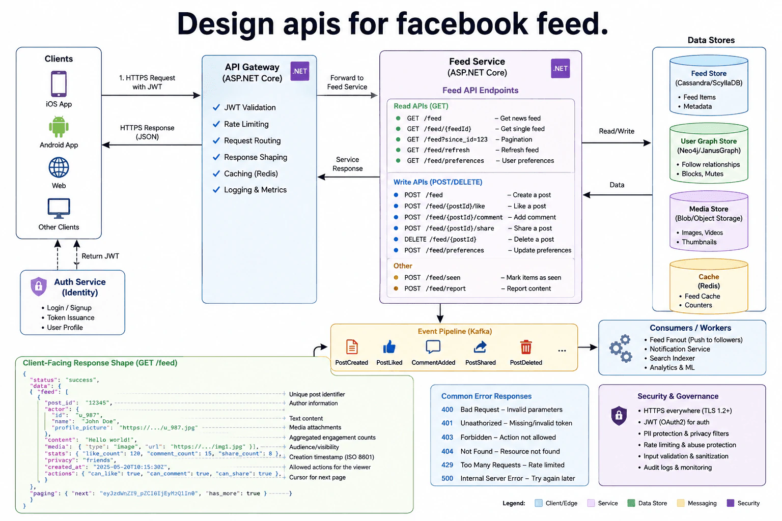 Design apis for facebook feed. diagram