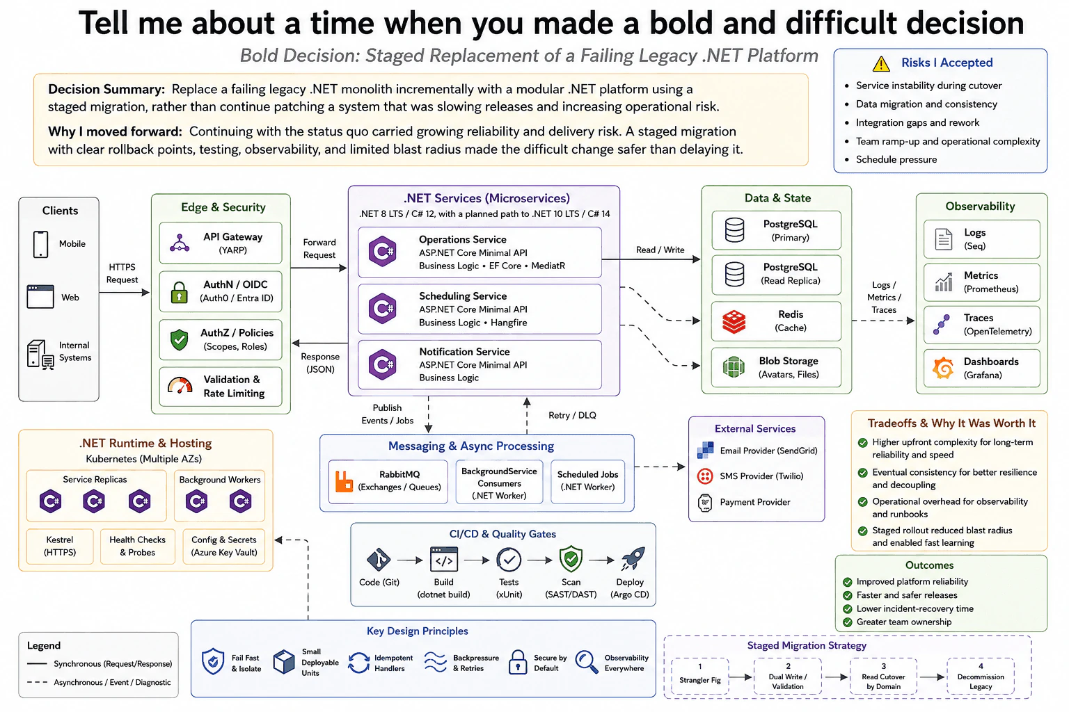 Tell me about a time when you made a bold and difficult decision diagram