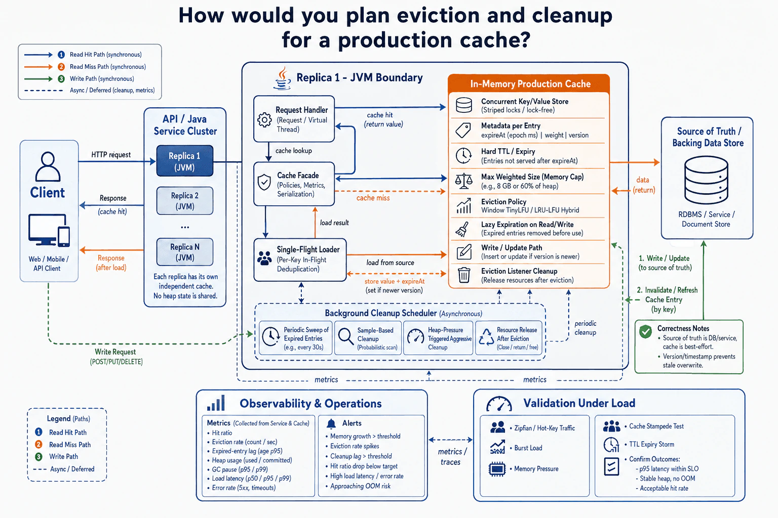 How would you plan eviction and cleanup for a production cache? diagram