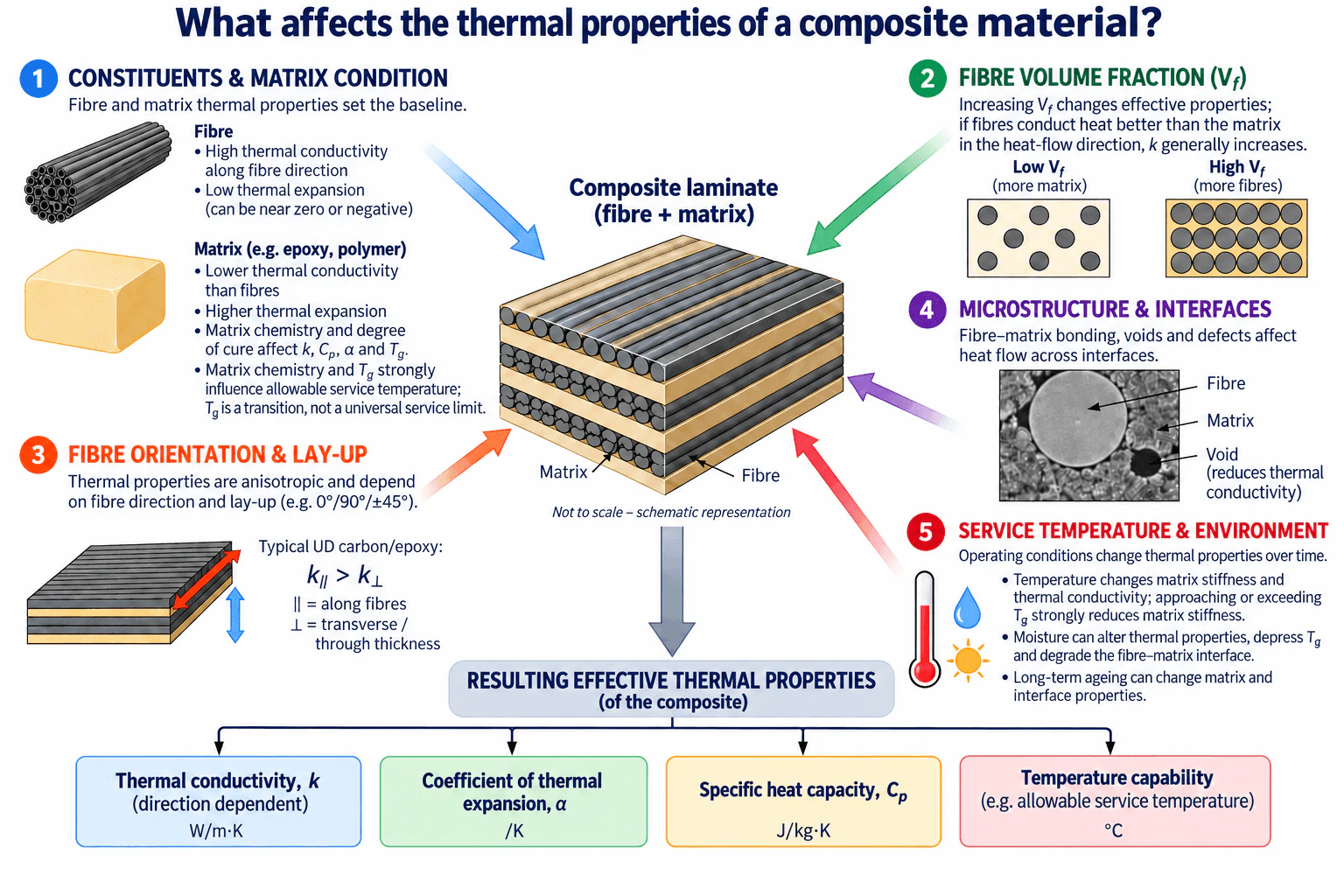 What affects the thermal properties of a composite material? diagram