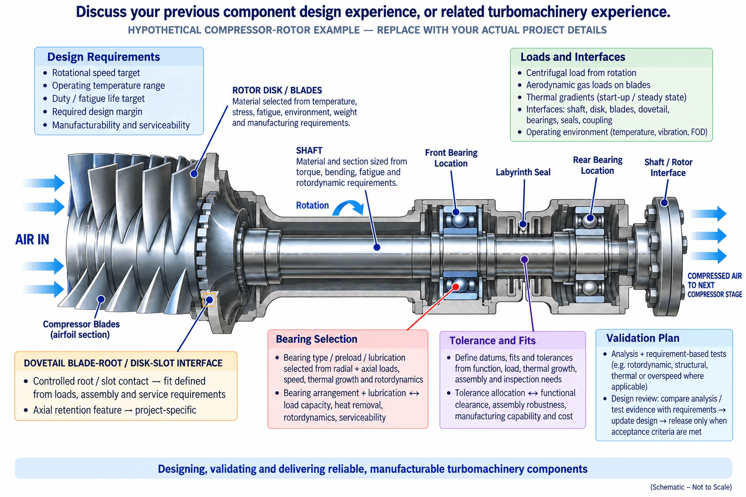 Discuss your previous component design experience, or related turbomachinery experience. diagram
