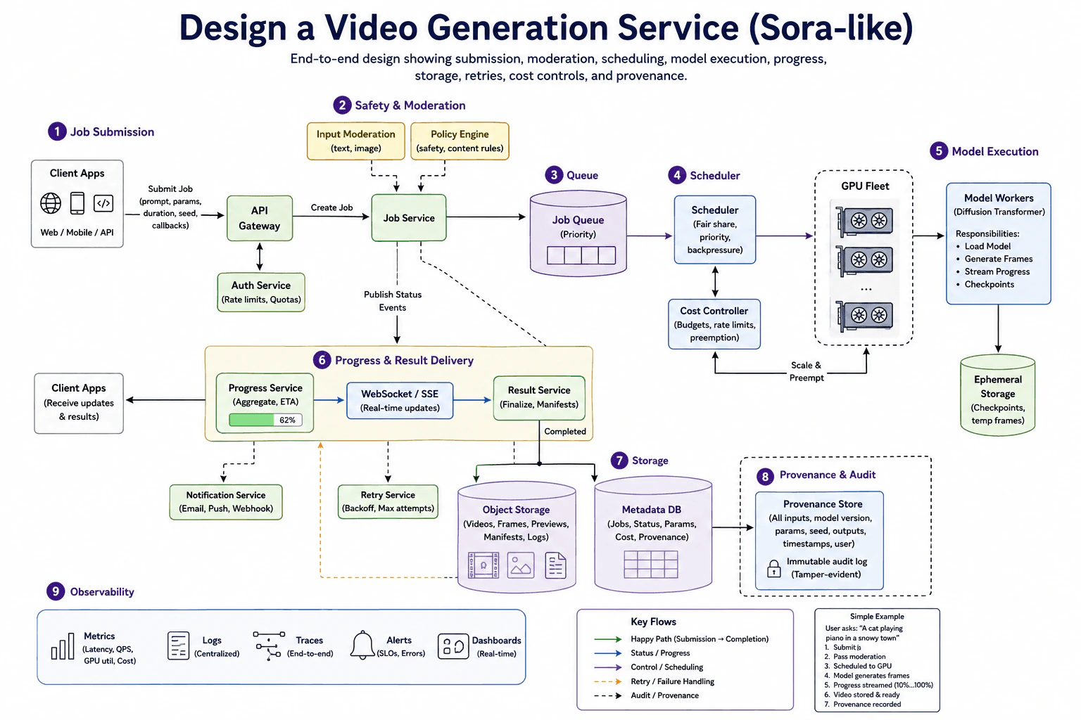 Design a Video Generation Service (Sora-like) diagram