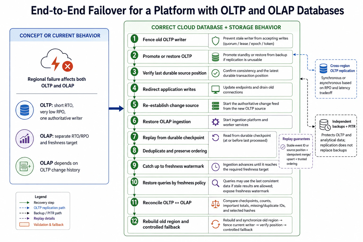 How would you design failover for a platform with both OLTP and OLAP databases? diagram