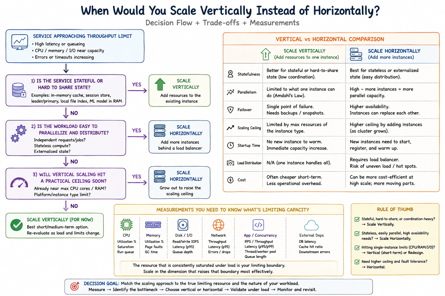When would you scale vertically instead of horizontally? diagram