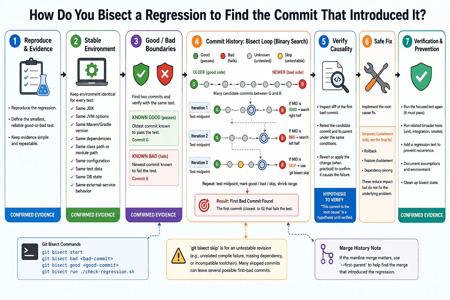 How do you bisect a regression to find the commit that introduced it? diagram