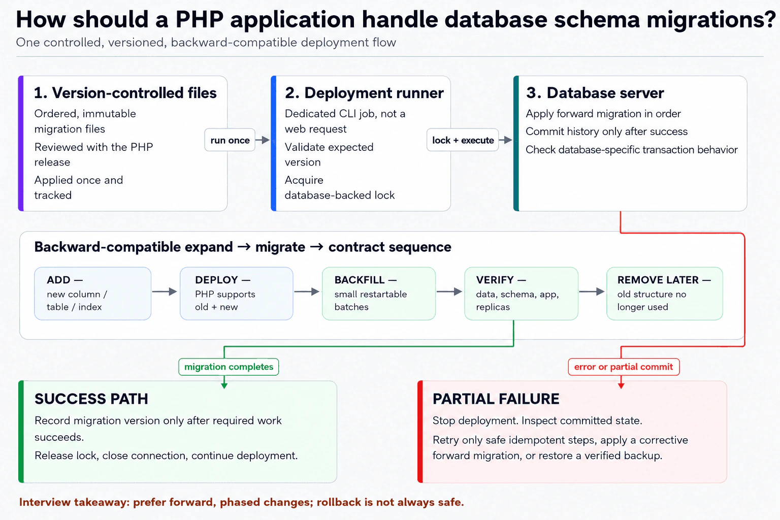 How should a PHP application handle database schema migrations? diagram