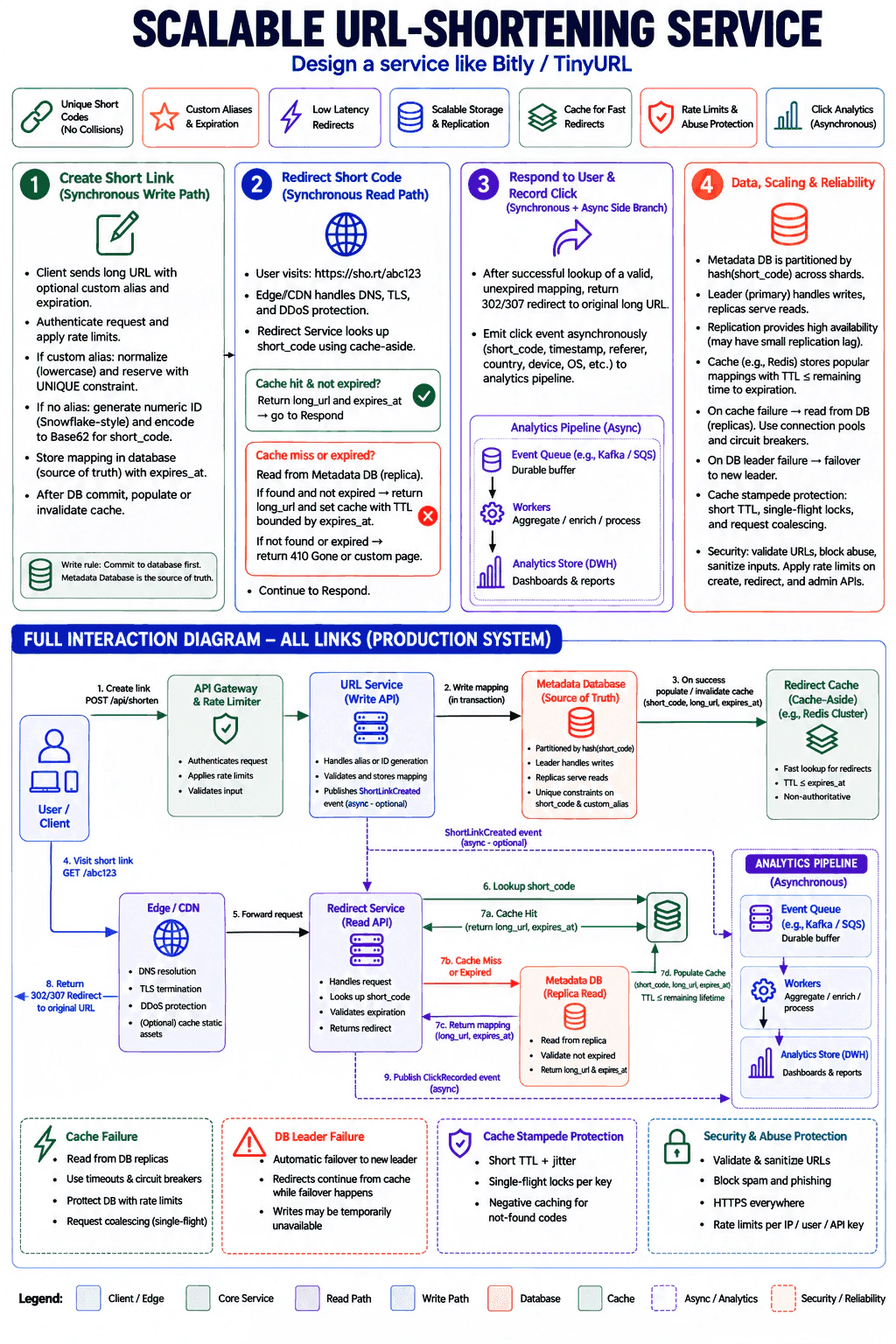 Design a scalable URL-shortening service? diagram