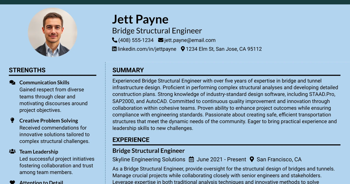 33 Bridge Structural Engineer Resume Templates with Example