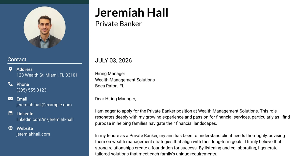 30+ Private Banker Cover Letter Templates with Example