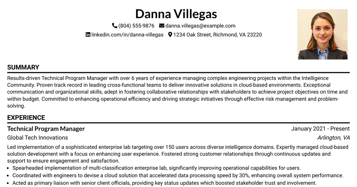 33 Technical Program Manager Resume Templates with Example